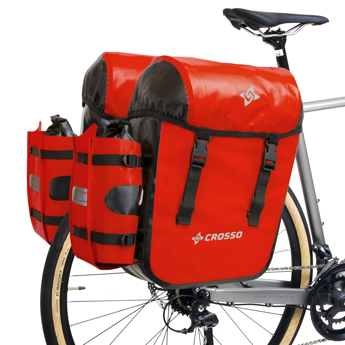 ドイツ　CENTURION CROSS LINE 赤黒　室内保管　DEORE Dry X66 bicycle panniers – Polish bicycle panniers